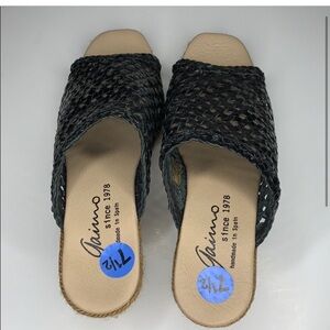 Black Woven Women's Slide Sandals